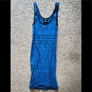Teal Blue and Black Fitted Dress